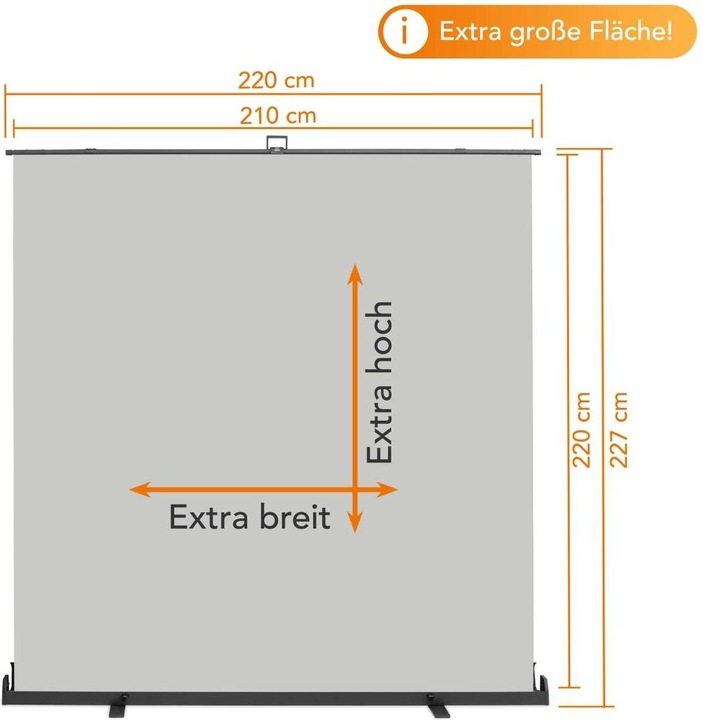 Produktbild Walimex pro Roll-up Panel Hintergrund grau 210x220 (210 cm, 226 cm)