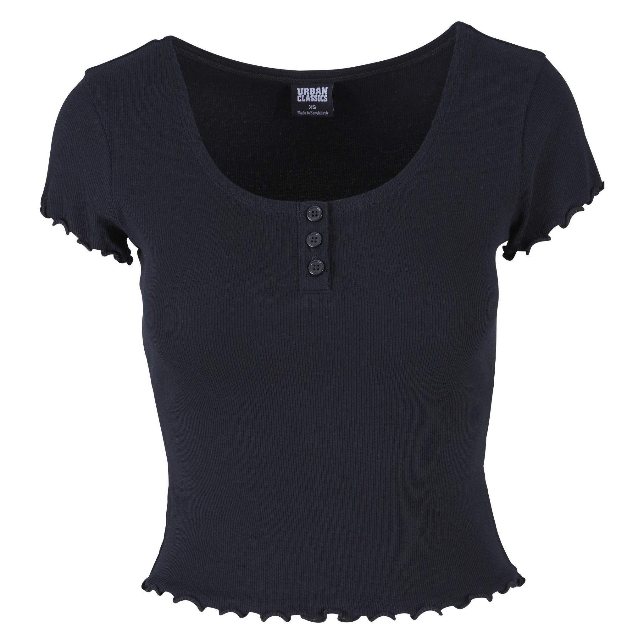 Urban Classics, Damen, Shirts, Ladies Rib Babylock Tee, Schwarz, (3XL)