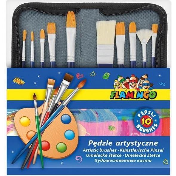 H+B, Pennello, Set mit 10 künstlerischen Pinseln mit Holzgriff
