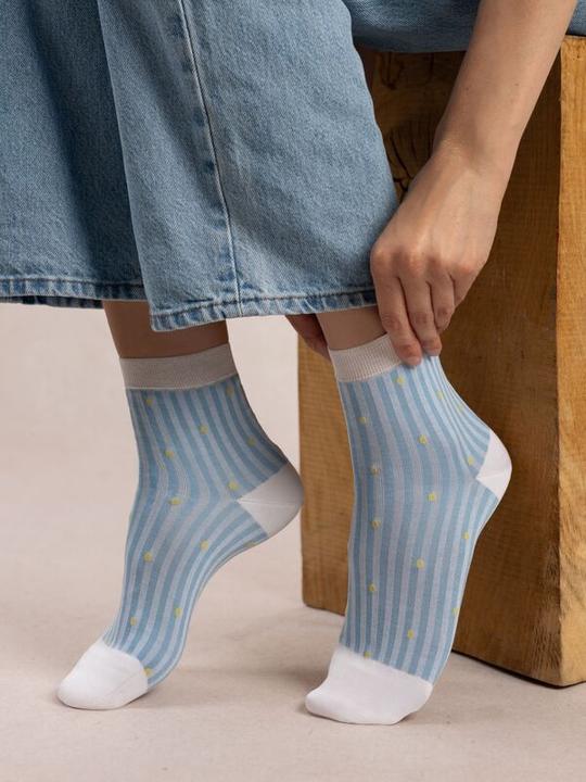 Produktbild Bleuforêt Rayures Plumetis Socken (36 - 38)