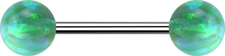 Produktbild Star Piercing Micro Barbell silber mit zwei Kugeln Opal grün (Chirurgenstahl 316L, ohne Messing)