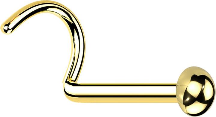 Actual product image Star Piercing Nasenstecker gebogen vergoldet mit Kuppel (without brass, Titanium)
