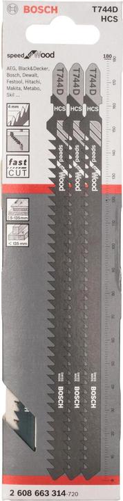 Actual product image Bosch Professional Zubehör Jigsaw blade T 744 D Speed for Wood, 3-pack