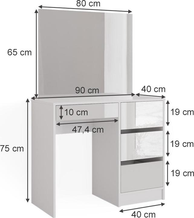 Produktbild Vicco Sherry mit Spiegel (90 x 40 x 75 cm)