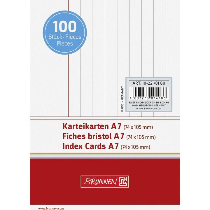 Produktbild Karteikarten A7 liniert (A7, 190 g/m², 100 x)