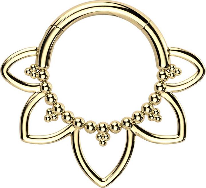 Immagine prodotto Star Piercing Anello a micro segmenti con perline placcate in oro e cuori in filigrana (Titanio, senza ottone)