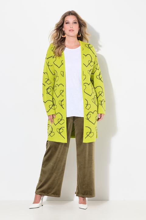 Actual product image Miamoda Heart Design Open Front Long Sleeve Sweater Cardigan (50, 52)