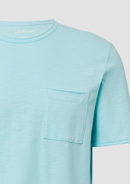 Produktbild S.Oliver T-Shirt Flammgarn-T-Shirt mit Brusttasche und offenen Kanten (XL)