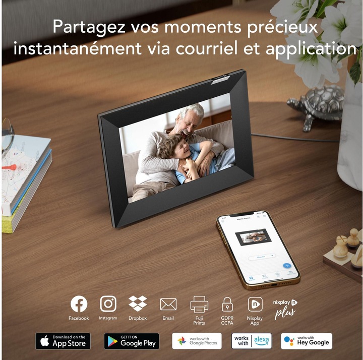 Actual product image Nixplay Touchscreen Smart Photo Frame 10.1-inch Polished Steel (8", 1280 x 800 pixels)