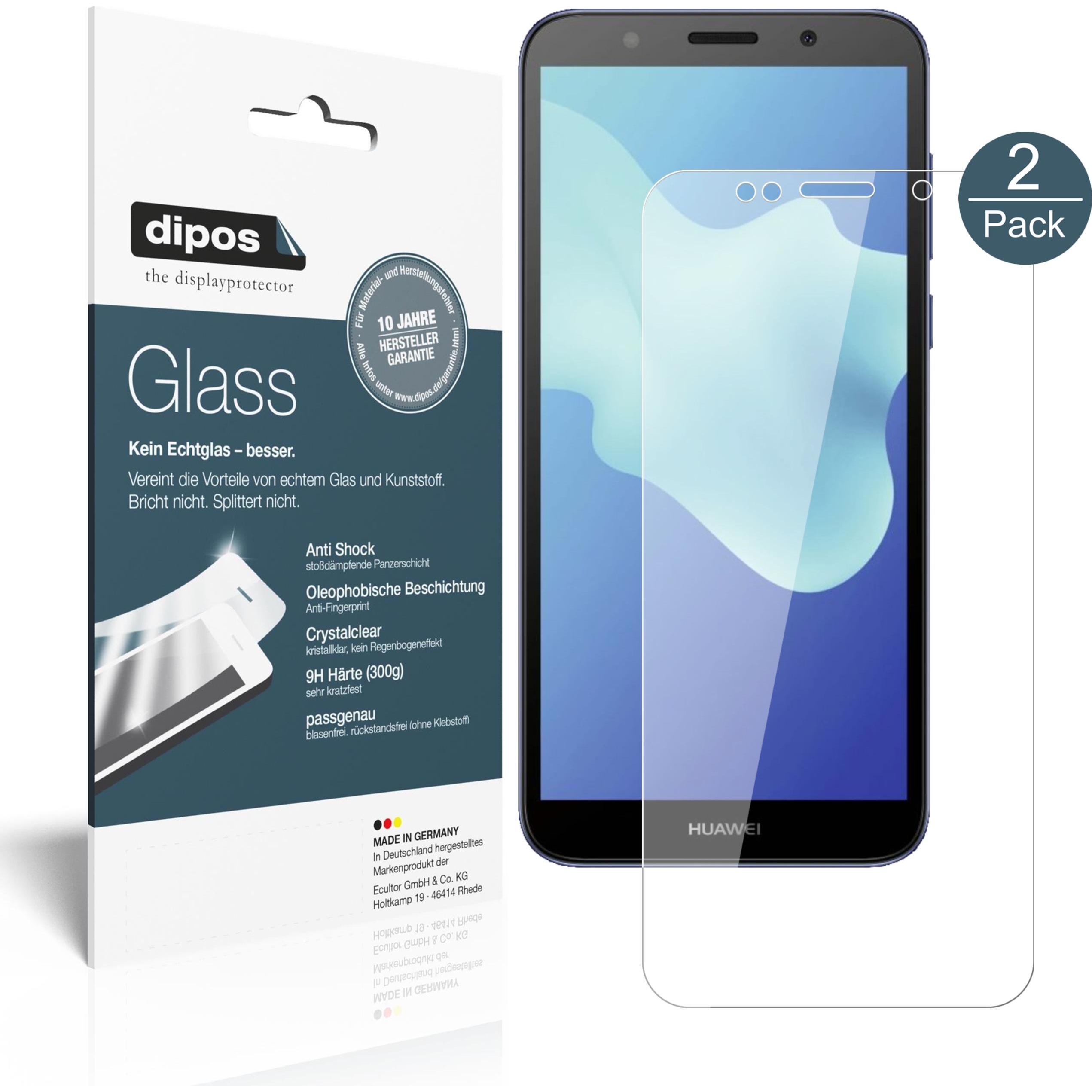 Dipos Displayschutz Anti-Shock (2 Stück, Huawei Y5 (2018)), Smartphone Schutzfolie, Transparent