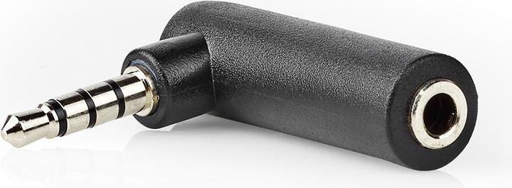 Produktbild Nedis AGB22980BK Stereo-Audio-Adapter mit 3,5-mm-Stecker, 3,5-mm-Stecker, 90-Grad-Winkel, 4-polig, S (Winkeladapter)