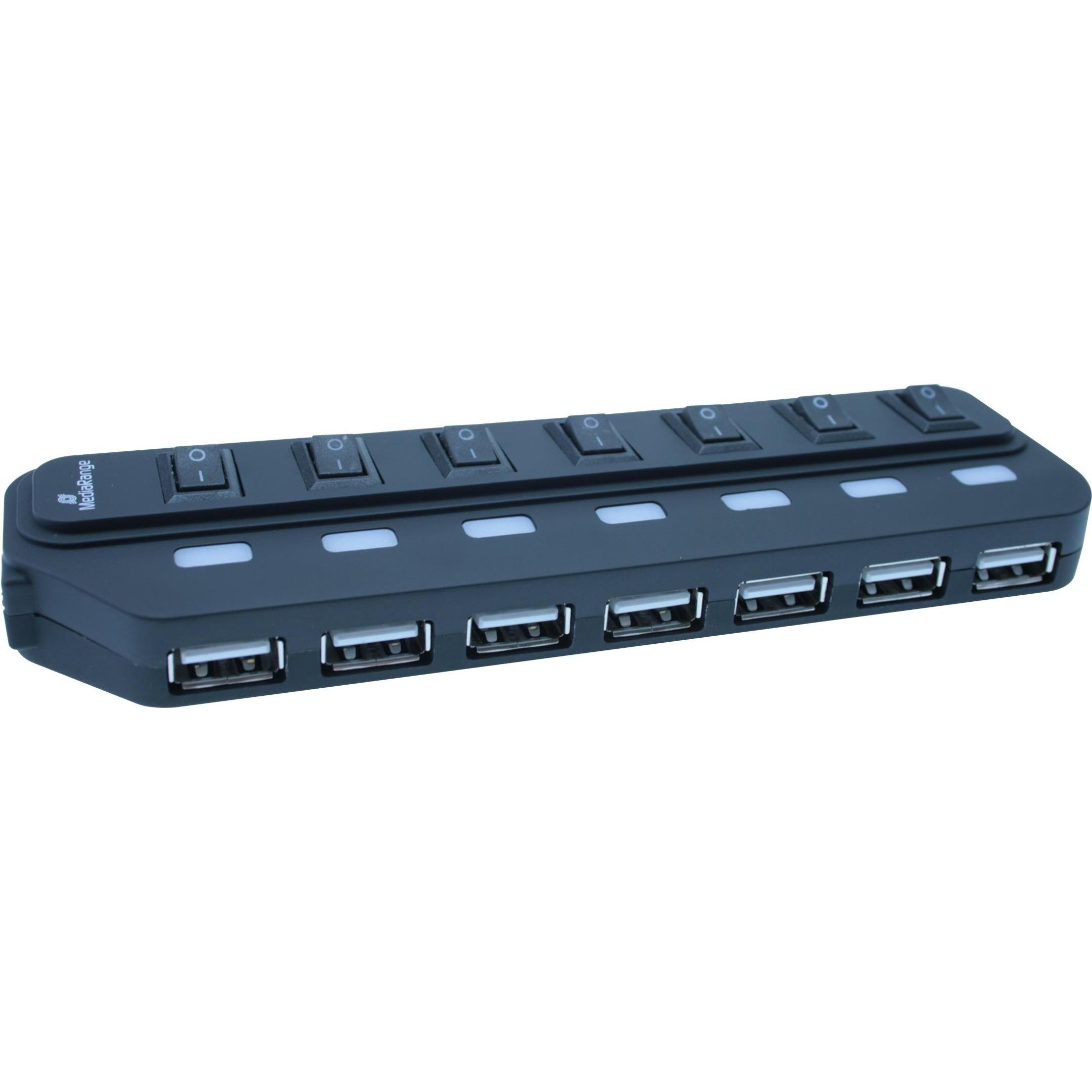 MediaRange MRCS504 Ictus (USB-A, 7 porte), Docking station + Hub USB, Nero