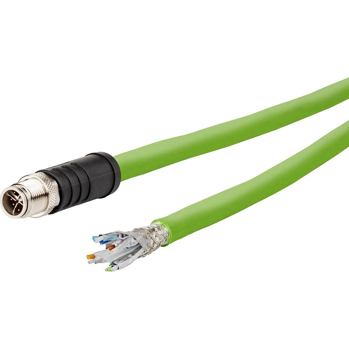 Metz 142M7X10020 M12 Netzwerkkabel, Patchkabel CAT 6a S/FTP 2m Grün PUR-Mantel, Säurebest (S/FTP, CAT6a, 2 m), Netzwerkk...