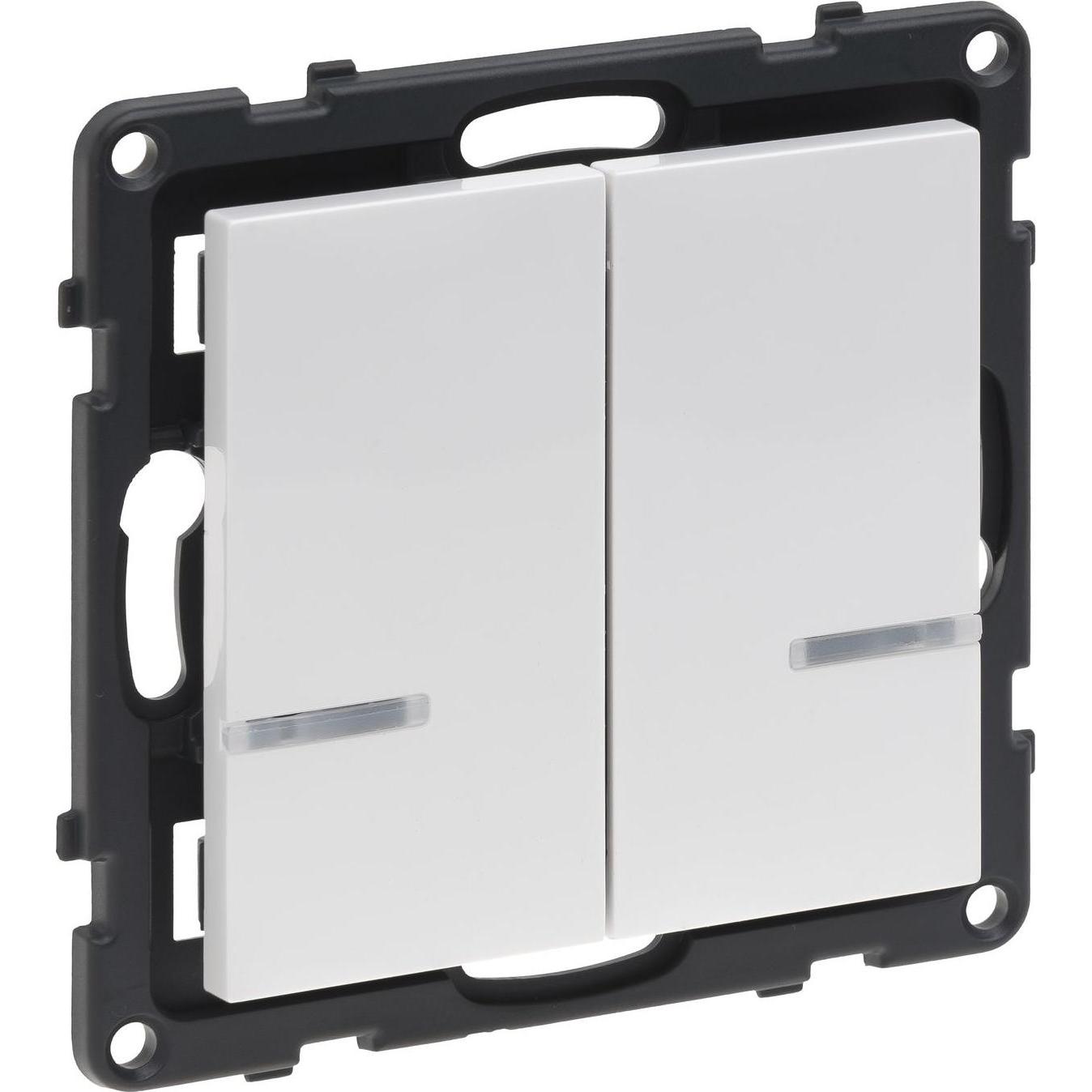Legrand, Lichtschalter + Storenschalter, SEANO with Netatmo Wandsender Licht - 2-fach, 2 Schaltwippen, LED-Batteriestatu...