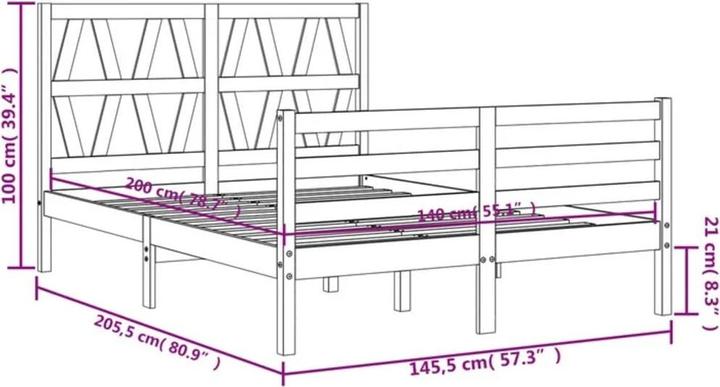 Image du produit VidaXL Massivholzbett mit Kopfteil Weiss 5FT King Size (150 x 200 cm)