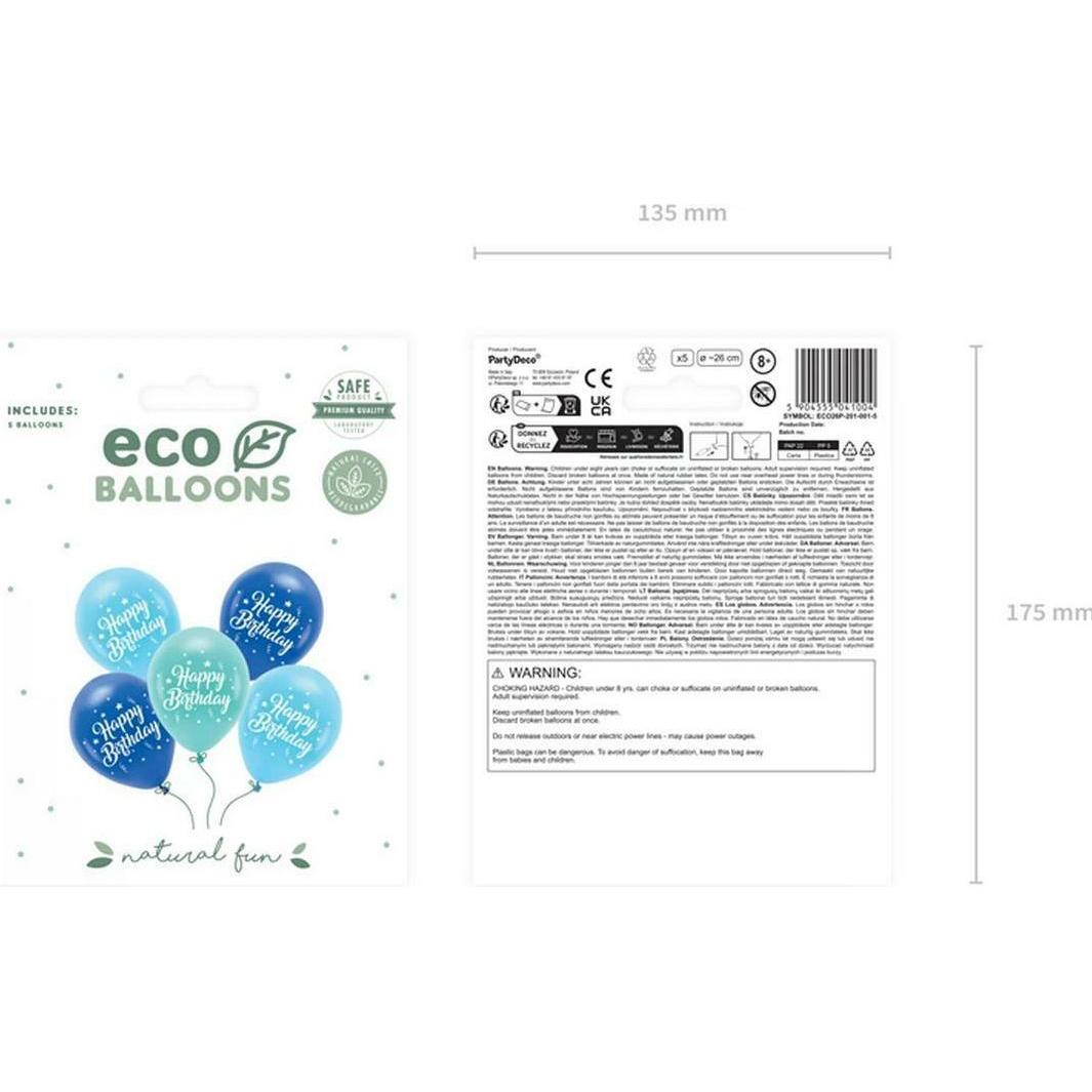 Thumbnail - Partydeco Latexballons - Happy Birthday Blau (5St.)