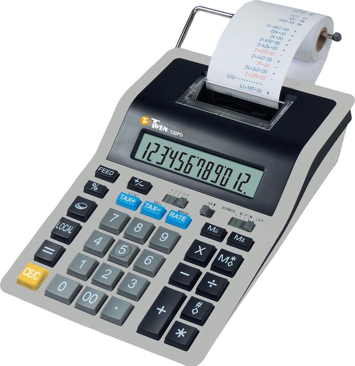 Twen Desktop calculator 120 PD blue/red 154 x 58 x 219 mm (W x H x D) Battery Mains operation grey/black (Batteries)