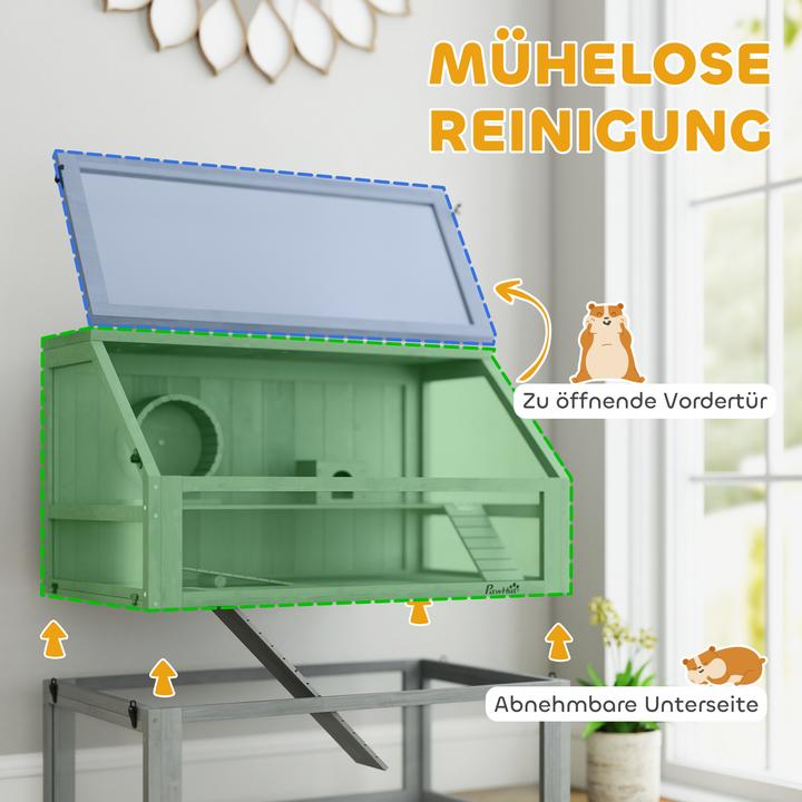 Image du produit PawHut Hamsterkäfig Tannenholz, Acryl Hellgrau