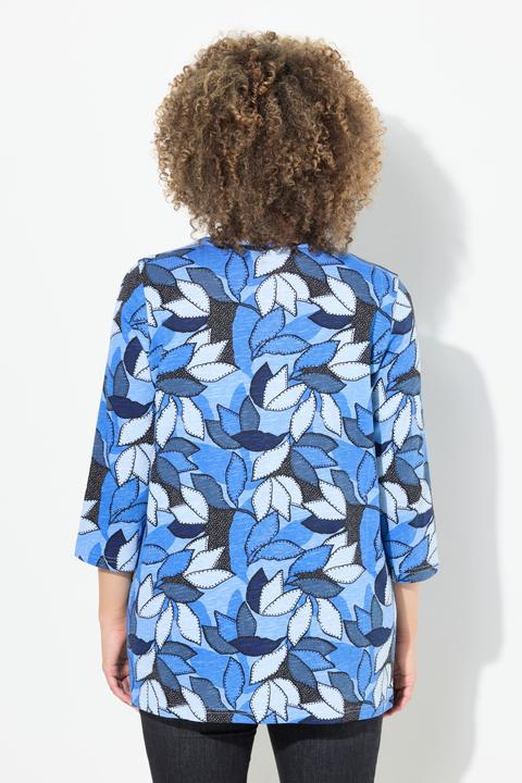 Produktbild Ulla Popken Shirt, Blätter, A-Linie, V-Ausschnitt, 3/4-Arm (42, 44)