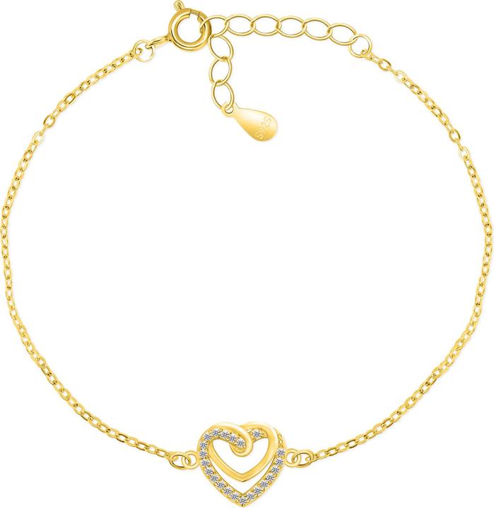 Brilio Silver - Romantic gold plated heart bracelet BRC62Y