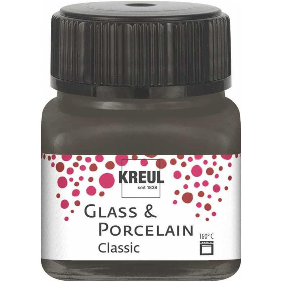 Kreul, Künstlerfarbe + Bastelfarbe, Glass & Porcelain Classic, Porzellan- und Glasfarbe (Dunkelbraun, 20 ml)