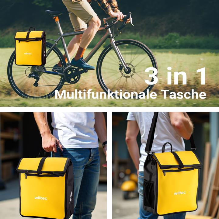 Produktbild Wiltec Gepäckträgertasche gelb 22l Fahrradtasche Gepäckträger Gepäcktasche (22 l, Gepäckträgertasche)