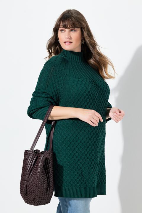 Produktbild Ulla Popken Pullover, Strickmuster, Stehkragen, Langarm (50, 52)