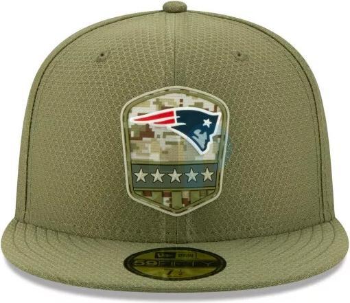 Produktbild New Era NFL - New England Patriots - On Field Salute to Service 59Fifty Cap Oliv 7.125 (56)