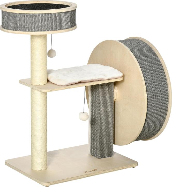 Image du produit PawHut Arbre à chat avec roue d'exercice (91 cm, Multicolore)