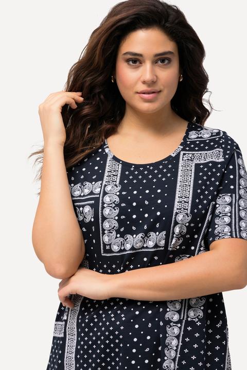Produktbild Ulla Popken T-Shirt, Patchmuster, A-Linie, Rundhals, Halbarm (50, 52)
