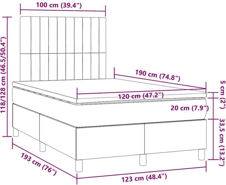 Image du produit vidaXL Boxspringbett (120 x 190 cm)