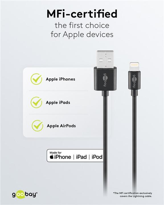 Produktbild Goobay Dual USB-A Ladegerät mit Apple Lightning Kabel (12 W)