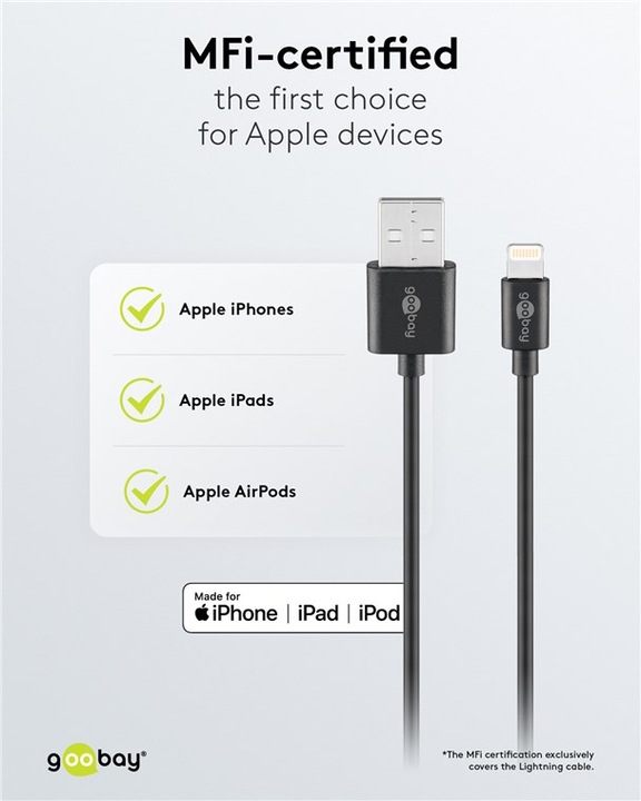 Produktbild Goobay Dual USB-A Ladegerät mit Apple Lightning Kabel (12 W)
