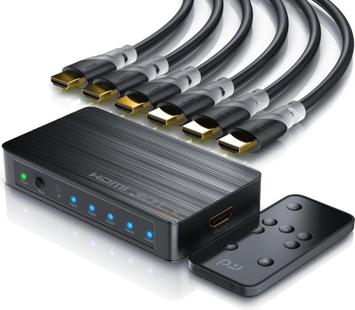 CSL 5 port HDMI 2.0 switch + 6 x HDMI 2.0b cable 1.5m