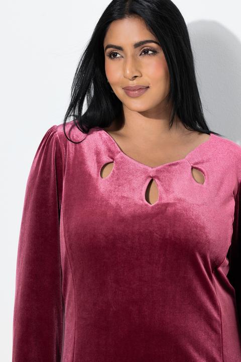 Image du produit Ulla Popken Bodycon-Kleid, Samt, Cut-Outs, Langarm (60)