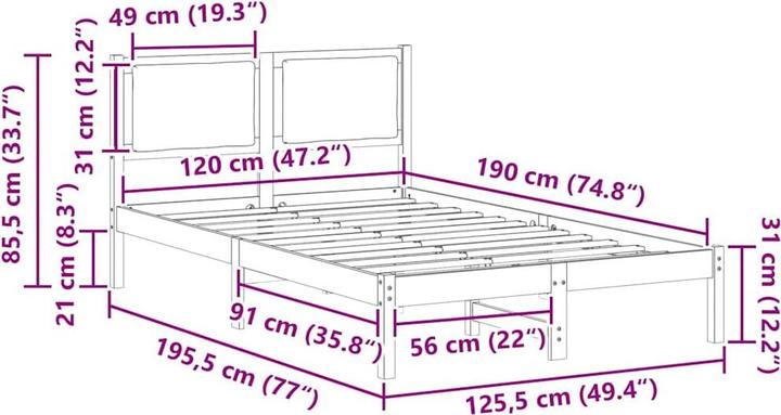 Image du produit vidaXL Bettrahmen (120 x 190 cm)