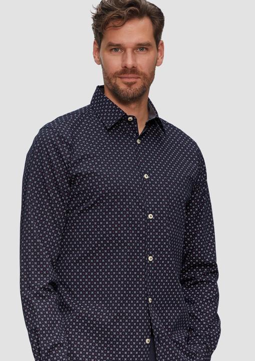Actual product image S.Oliver Hemd Slim Fit: Gemustertes Hemd aus Baumwollmix (S)