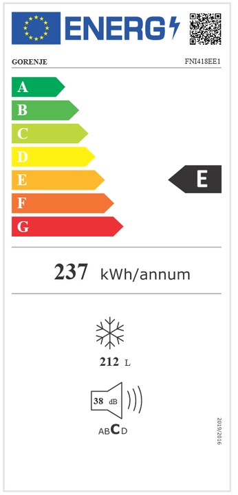 Energie-Label Gorenje GORE Einbau-Gefrierschrank (Einbau, 212 l)