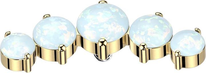 Actual product image Star Piercing Dermal Anchor curved gold-plated five opals white (without brass, Titanium)