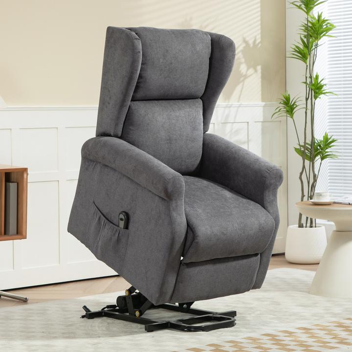 Image du produit Homcom Aufstehsessel Polyester, Holz Dunkelgrau