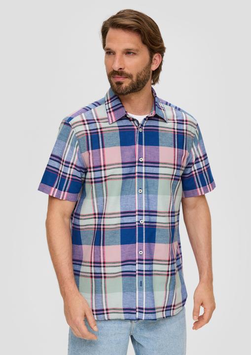 Produktbild S.Oliver Hemd Kariertes Kurzarmhemd aus Leinenmix (M)