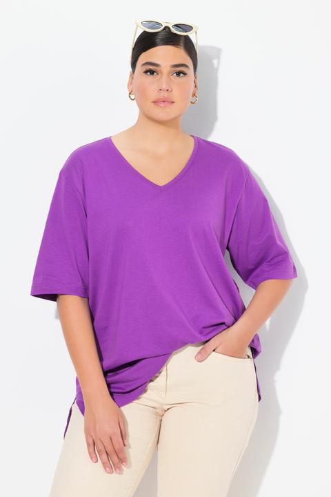 Actual product image Ulla Popken Basic V-Neck Relaxed Fit Short Sleeve Tee (62)