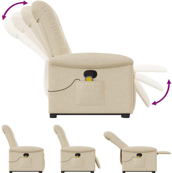 Produktbild vidaXL Massagesessel mit Aufstehhilfe Creme Stoff