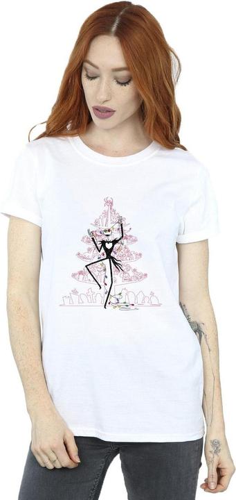 Actual product image Disney Womens/Ladies The Nightmare Before Christmas Tree Pink Cotton Boyfriend T-Shirt (3XL)