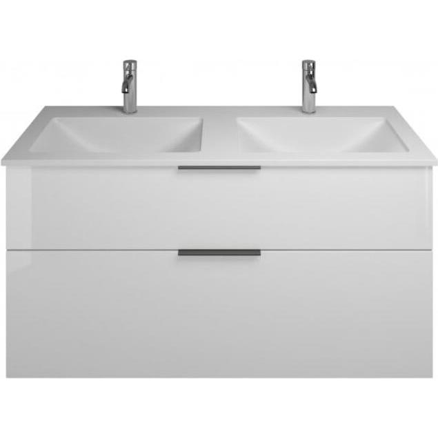 burgbad, Badmöbelset, Eqio Mineralguss-Doppelwaschtisch inklusive Waschtischunterschrank, Breite 1220 mm