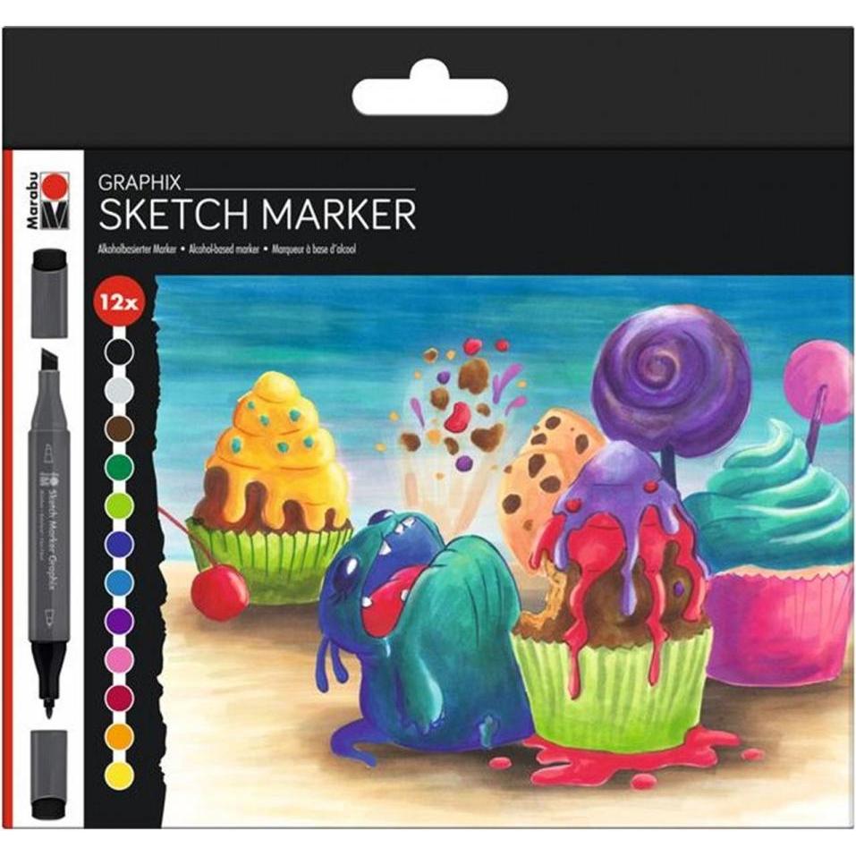 Marabu, Marker, Sketch Graphix Sugarholic (Mehrfarbig, 1.70 mm, 12 x)