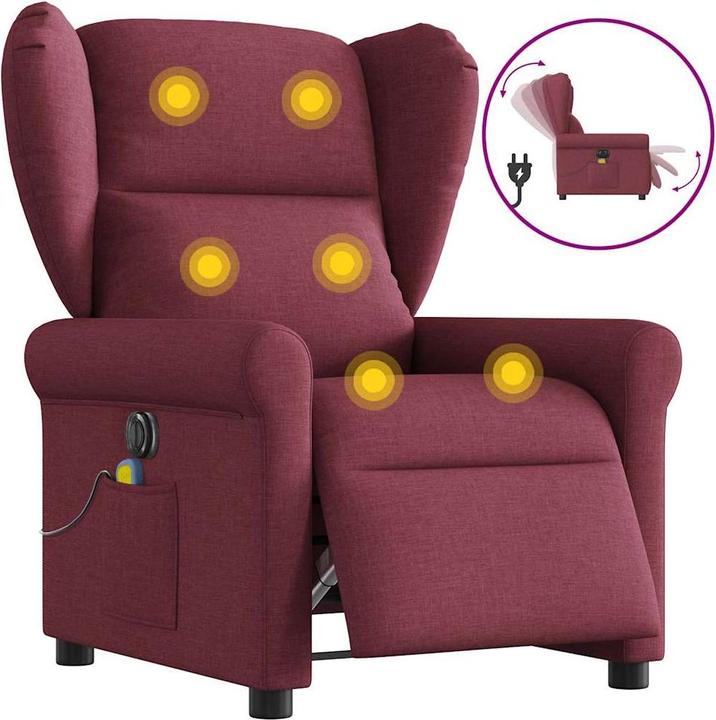Produktbild VidaXL Massagesessel Elektrisch Weinrot Stoff