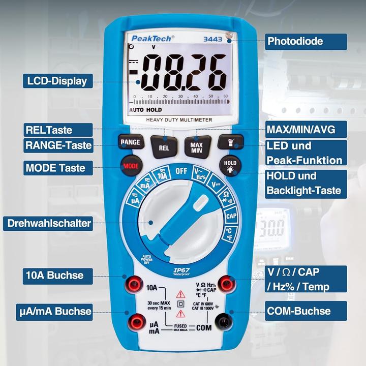 Actual product image Peaktech P 3443 Digital multimeter (CAT III 1000V, CAT IV 600V)