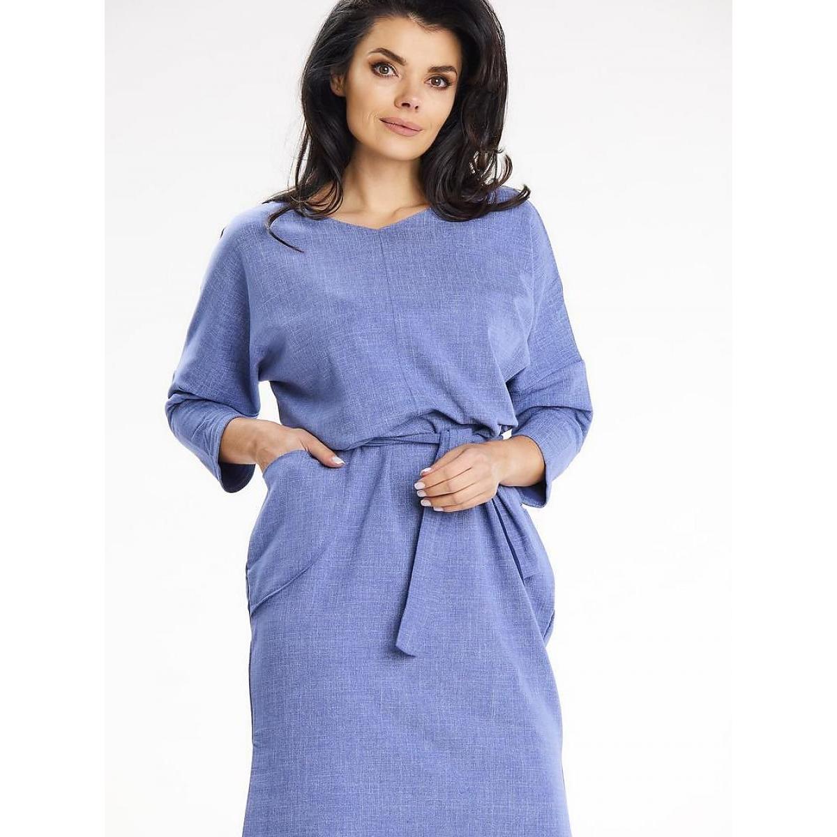 Awama, Damen, Kleider, Alltagskleid model, Blau, (L, XL)