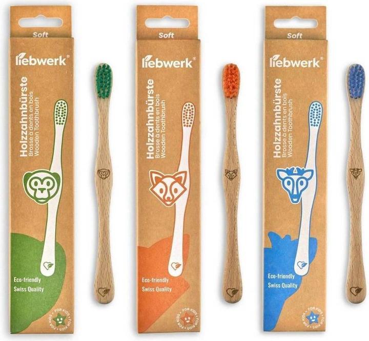 Immagine prodotto Liebwerk Spazzolino da denti in legno di cervo per bambini (Morbido, 1 x)